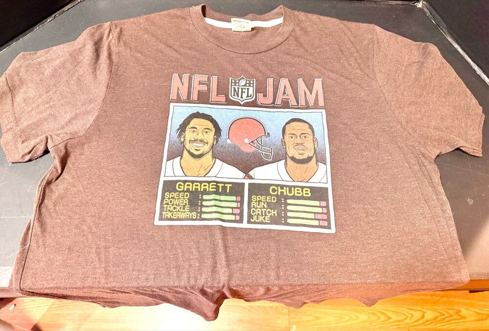 Unisex Homage Myles Garrett & Nick Chubb Brown Cleveland Browns NFL Jam size L